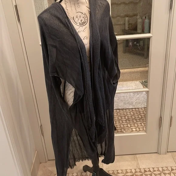 Free People One Size Gray Drapey Wrap/Shawl Drop Sholder Mixed Fabric EU… - Picture 2 of 6